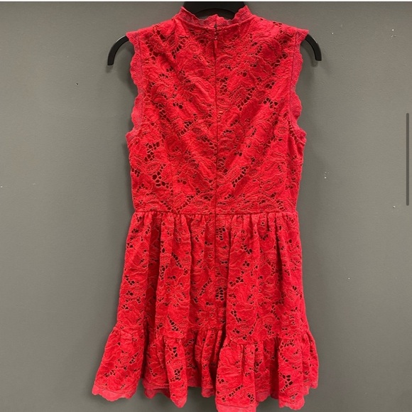 Kate Spade poppy field red lace dress with scalloped trim - Picture 5 of 10